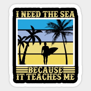 background quote saying surfboard palm beach sea sun Sticker